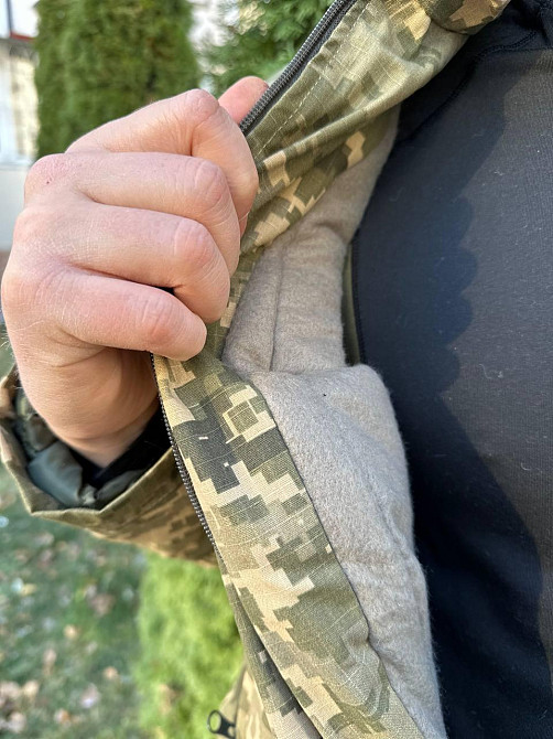 Зимовий чоловічий бушлат (фліс + синтепон) з водонепроникним просоченням (Піксель) XL Вінниця - фото 3