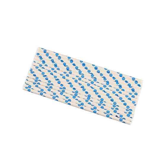 Коктейльні трубочки у горох 25 штук 20 см блакитно-білий Київ