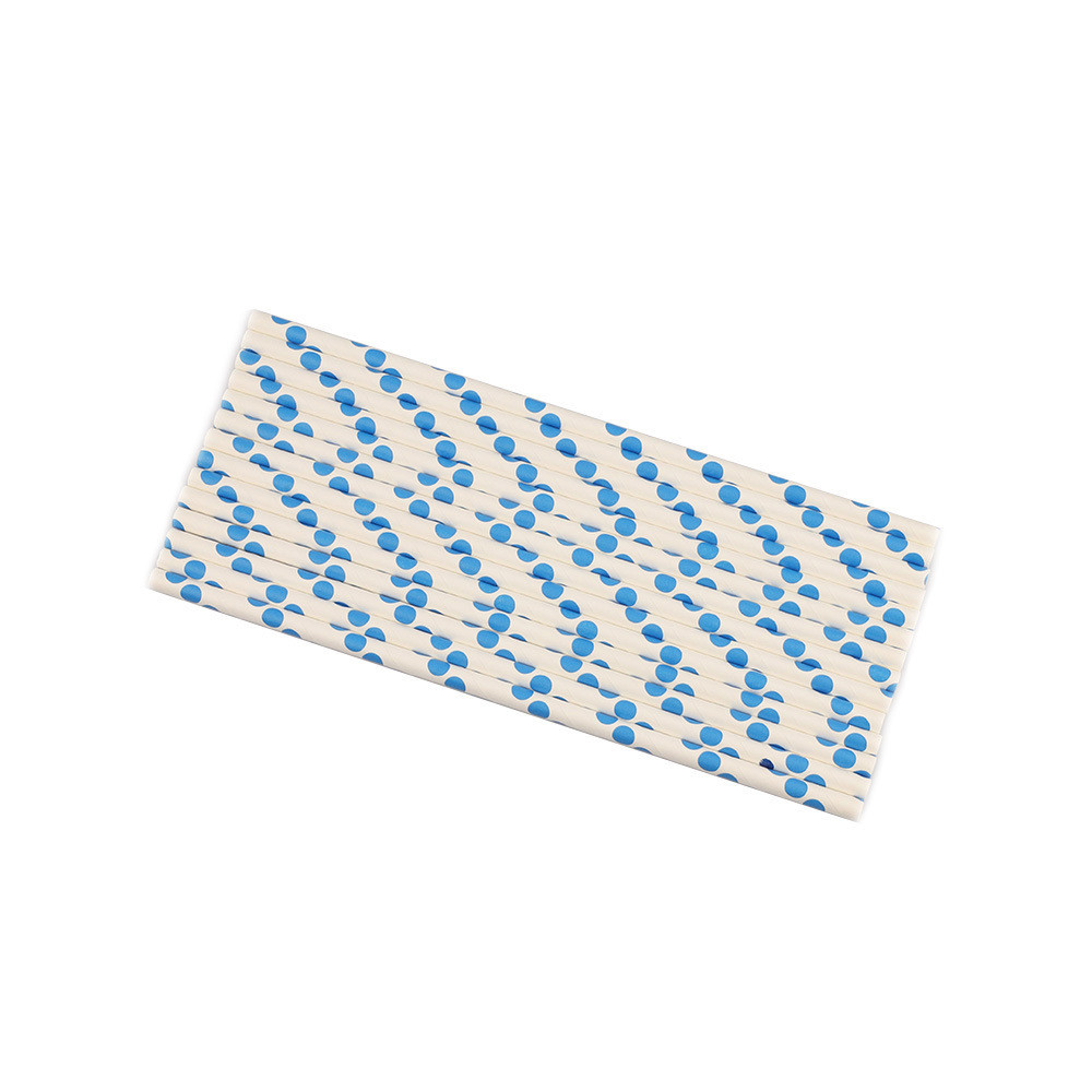 Коктейльні трубочки у горох 25 штук 20 см блакитно-білий Київ - фото 3