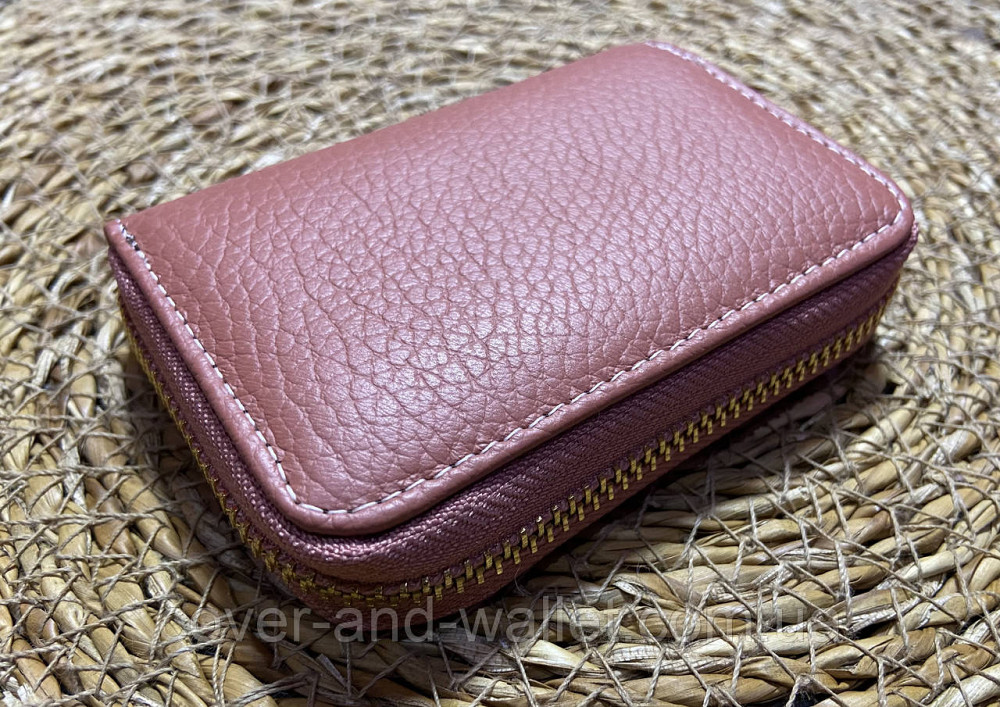 Маленька жіноча кредитниця на блискавці з натуральної шкіри ST (колір пудра) Київ - фото 2