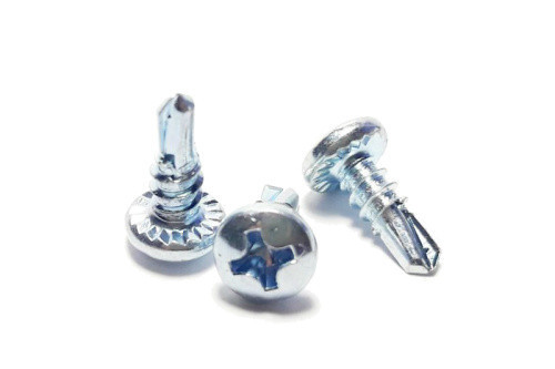 Саморіз для гіпсокартону 3,5*9,5 для металу зі свердлом з напівкруглою головкою (блиску) цинк білий (пач 250 шт.) Рівне - фото 1