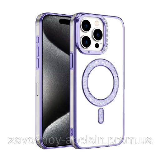Iphone 15 Pro Max Чехол магнит Стразы Diamond (фиолетовый) Одесса - изображение 2