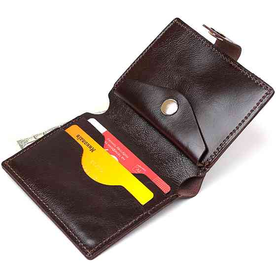 Стильне шкіряне портмоне для чоловіків Shvigel 16485 Коричневий Київ