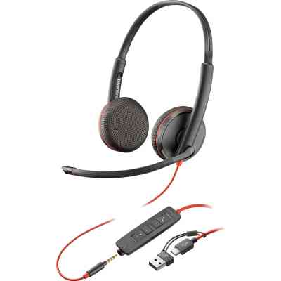 Навушники Poly BlackWire C3225 USB-C HS Stereo +3.5mm Plug +USB-C/A Adapter (Bulk) Black (8X229A6) Вінниця