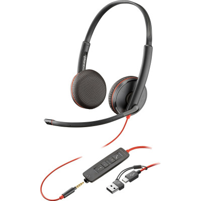 Навушники Poly BlackWire C3225 USB-C HS Stereo +3.5mm Plug +USB-C/A Adapter (Bulk) Black (8X229A6) Вінниця - фото 1
