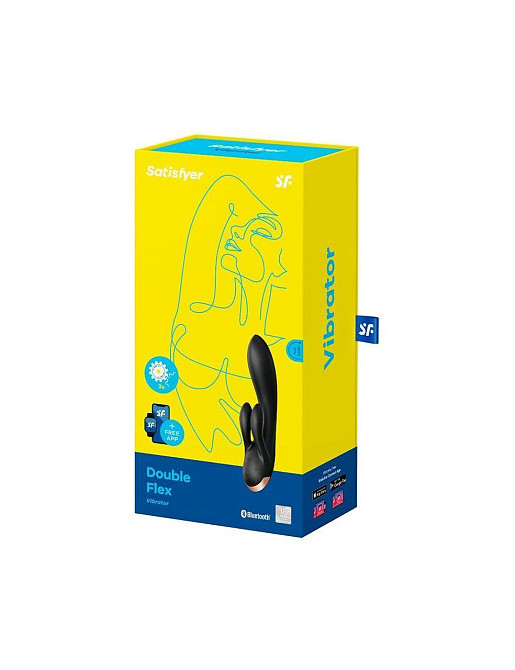 Смарт вібратор-кролик із подвійним відростком Satisfyer Double Flex Black Sex Aura Київ - фото 4