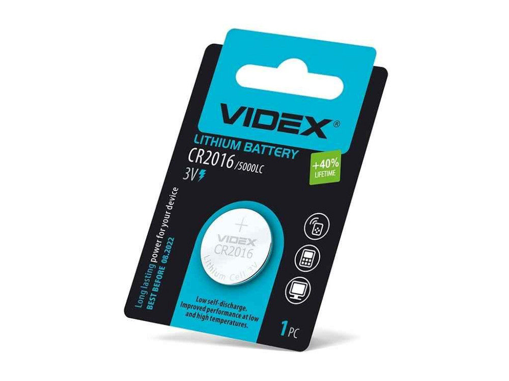 Батарейка літієва CR2016 1шт BLISTER CARD /24232 ТМ VIDEX Київ - фото 1