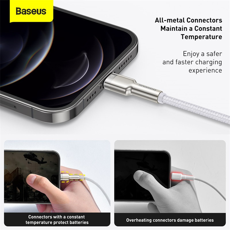 Кабель Baseus Cafule Series Metal Data Cable USB to IP 2.4A 2m White Одеса - фото 10
