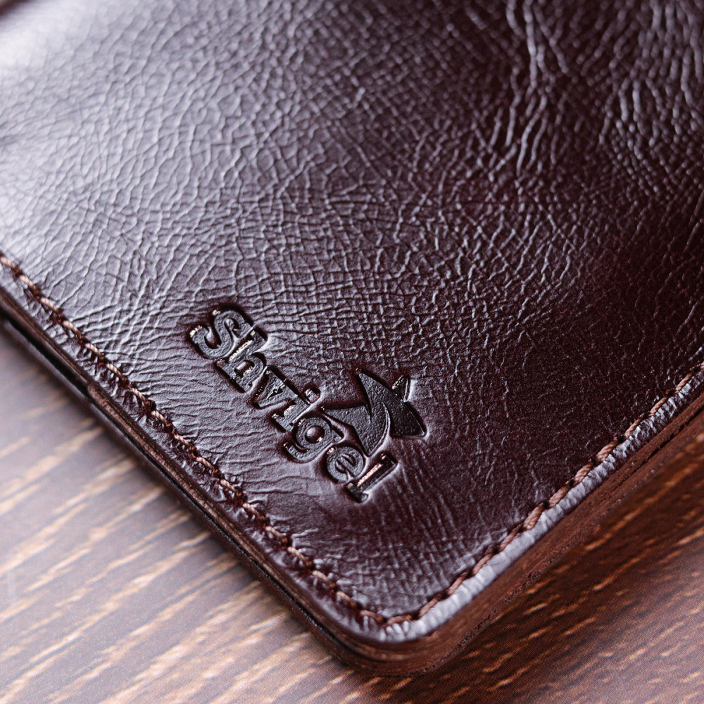 Стильное кожаное портмоне для мужчин Коричневый (SHVIGEL) Киев - изображение 4