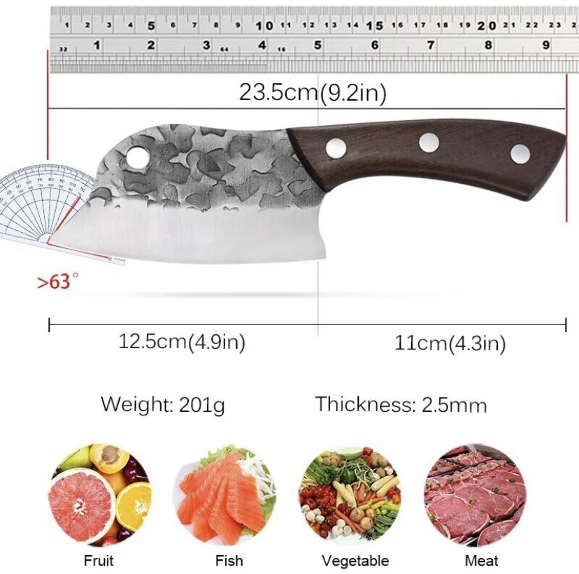 Походний ніж, ніж для полювання, рибацький ніж, ніж для кемпінга та природи, 23,5см, нержавіюча сталь, коричневий Київ - фото 6