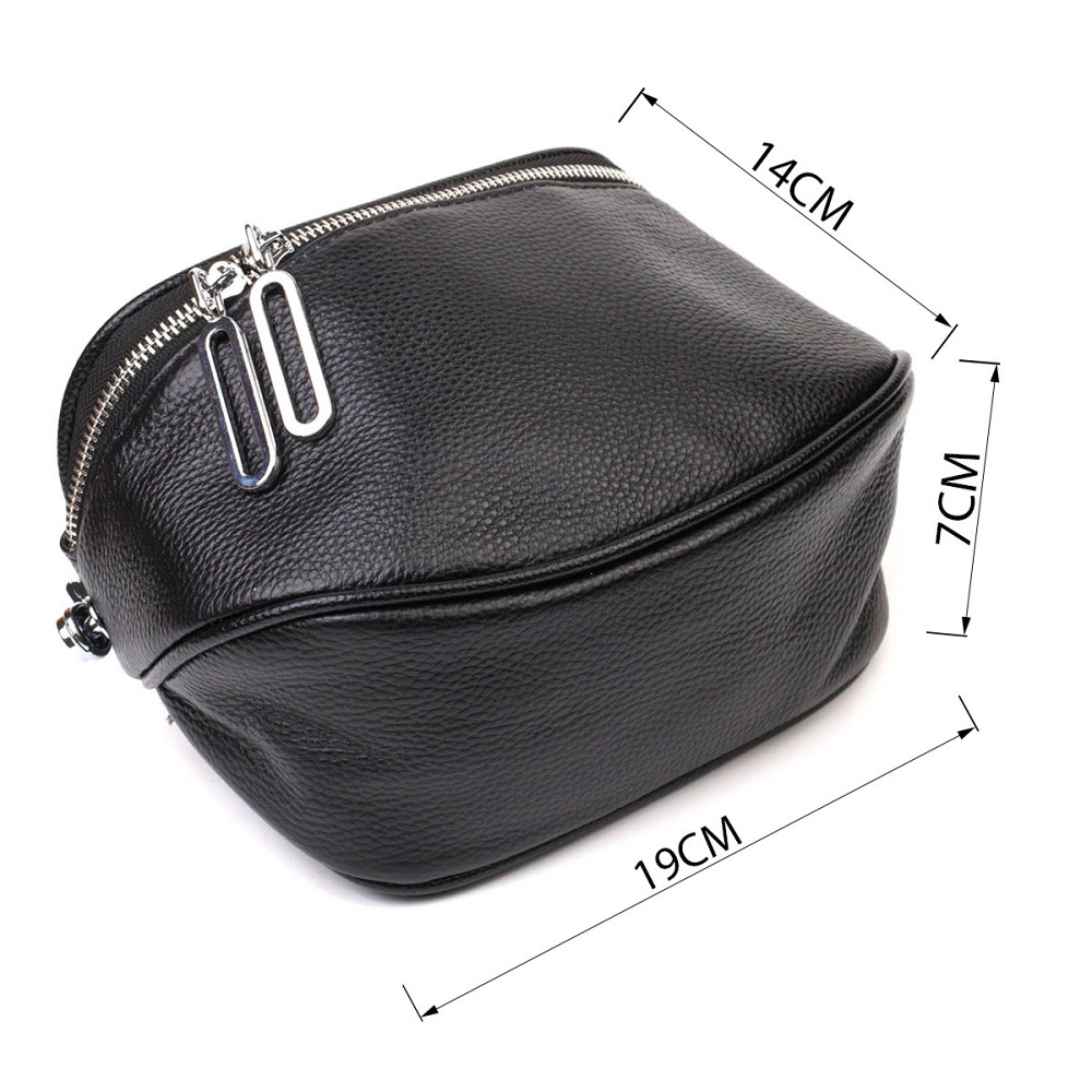 Напівкругла сумка через плече з натуральної шкіри 22079 Vintage Чорна Київ - фото 3