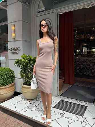 Женское базовое летнее платье турецкий рубчик Мокко, 46/48 Одесса