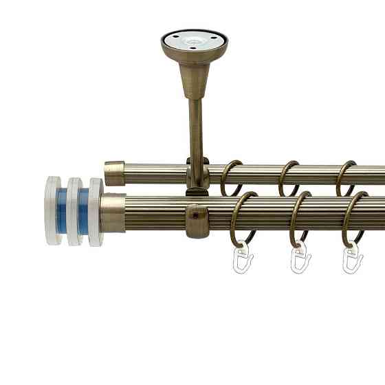 Карниз Orvit Акварія металевий дворядний відкритий до стелі рифлена труба кільце металеве Антик 25\16 мм 300 см (00-00018692) Львів