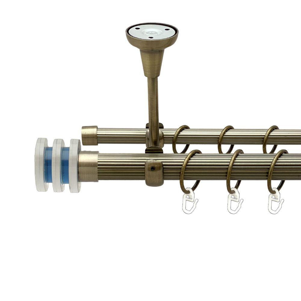 Карниз Orvit Акварія металевий дворядний відкритий до стелі рифлена труба кільце металеве Антик 25\16 мм 300 см (00-00018692) Львів - фото 1