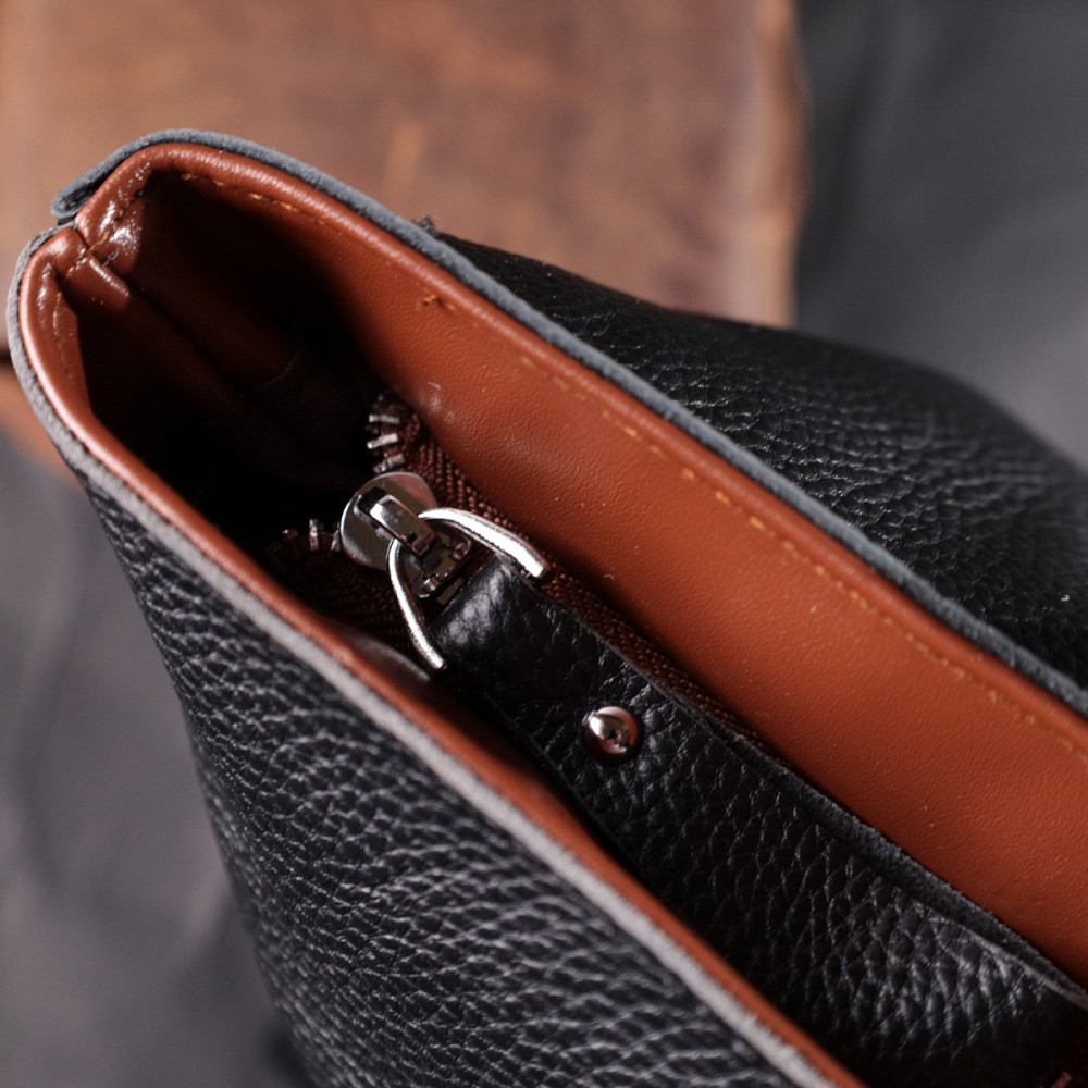 Вместительная сумка для женщин из натуральной кожи Vintage 22281 Черная Киев - изображение 10