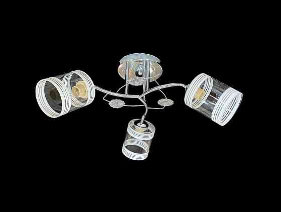 Люстра стельова класична на 3 плафони метал та скло VALESO 2408B/3 Хром Коломия