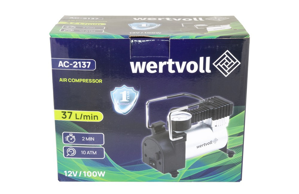 Компресор автомобільний WERTVOLL 12 V 150 PSI 8 A 100 Вт 37 л/хв сумка AC-2137 Коломыя - изображение 7