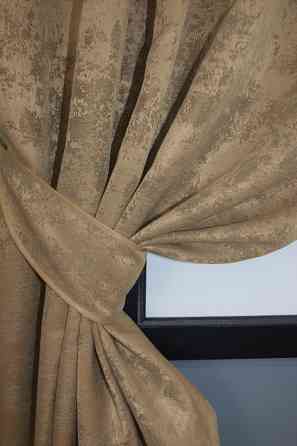 Комплект коротких штор VR-Textil Жакард Sultan YL № 1205ш Медово-золотистий 130х170 см 2 шт (35-0081) Київ