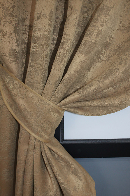 Комплект коротких штор VR-Textil Жакард Sultan YL № 1205ш Медово-золотистий 130х170 см 2 шт (35-0081) Київ - фото 3