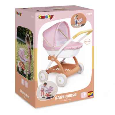 Коляска для кукол Smoby Baby Nurse Терракотовая пудра, люлька с корзиной, 18 мес + (7600254124) Винница