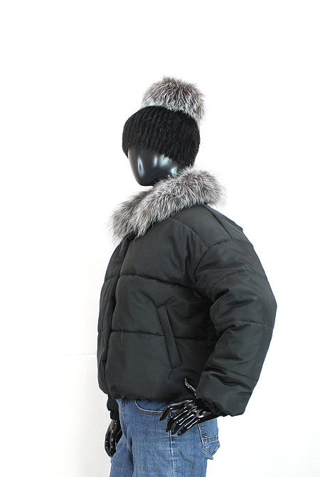 Демисезонная женская куртка з меховым воротним Черный 48 Харьков - изображение 4