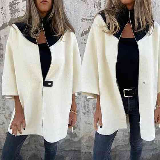 Жіночий базовий теплий кардиган-пончо ангора в'язання Молочний, 56/62 Одеса