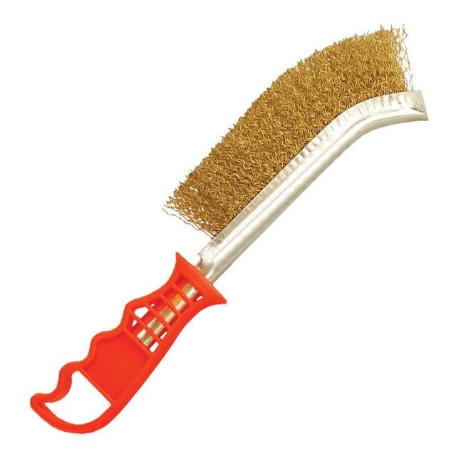 Щетка проволочная универсальная, рифленая проволка покрытая латунью, пластиковая рукоятка Мукачево - изображение 1