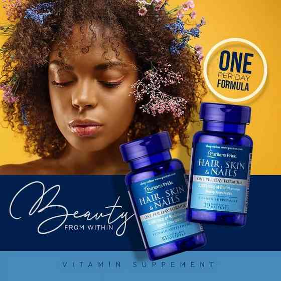 Комплекс для волос, кожи и ногтей Puritan's Pride Hair, Skin & Nails One Per Day Formula 30 Softgels Луцк