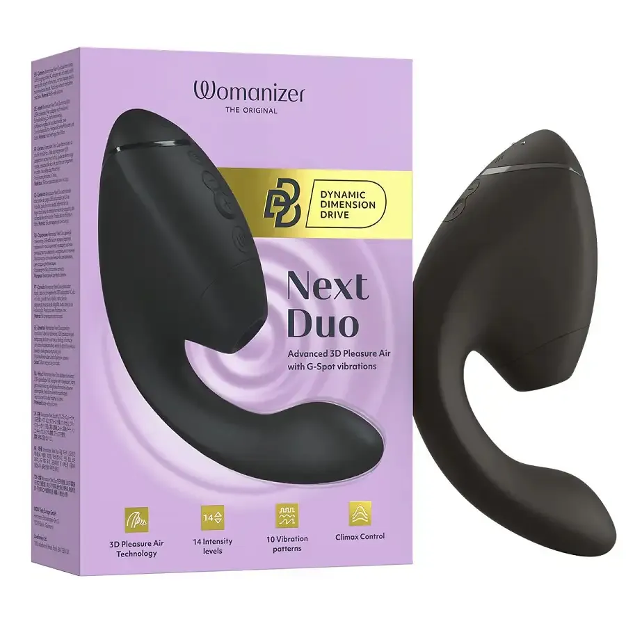 Двойной вакуумный клиторальный стимулятор с вибрацией Womanizer Next Duo - Black Львов - изображение 8