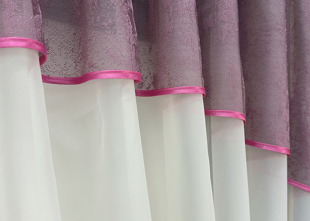 Кухонные шторы VR-Textil № 084к с ламбрекеном и подвязками бежевый с бежевий з марсала 300х170 см (59-983) Киев - изображение 5