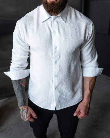 Сорочка чоловіча жатка класик комір Білий M Харків