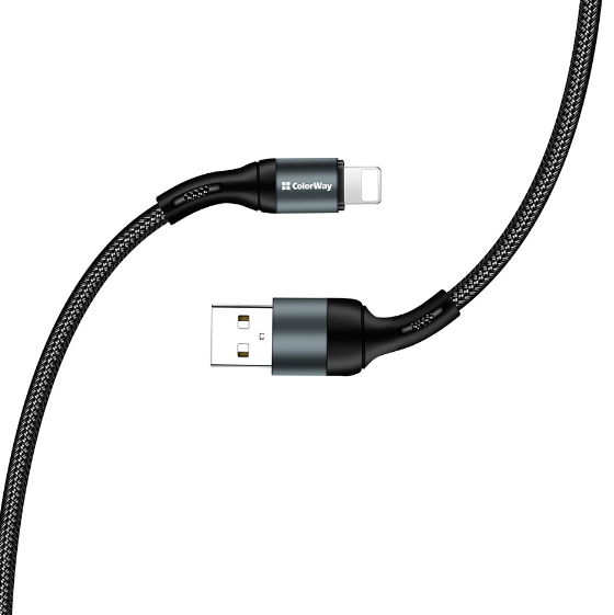 Кабель USB Lightning ColorWay CW-CBUL045-BK 2,4A 1м чорний Житомир - фото 1