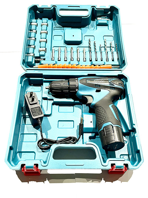 Дриль-шурупокрут акум Li-Ion, 12 В, 1 акум 1,3 А·год, швидкозараж патрон 0.8-10 мм. (під китайську вилку) (у кейсі з набором Мукачево - фото 1