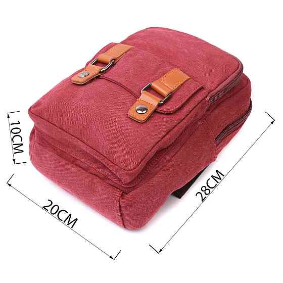 Надійна сумка-рюкзак з двома відділеннями із щільного текстилю Vintage 22164 Бордовий Київ