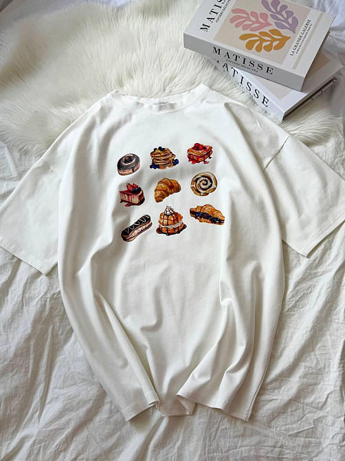 Жіноча стильна оверсайзсфутболка з принтом кулір, 100% бавовна Одеса - фото 3