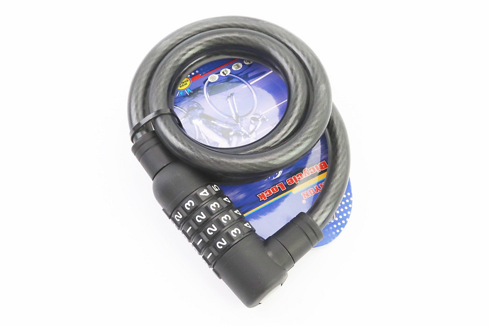 Замок протиугінний тросовий 1000х12мм з 4-х значним кодом, кріплення за трубу сидіння, TY535 Київ - фото 1