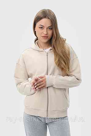 Худі на блискавці жіноче базове RAY PREMIUM LOOSE бежеве (U0409W-Cream) 3XL Київ