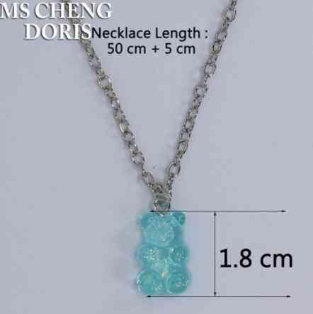 Біжутерія ведмедики кулон, блакитний з перламутром - довжина ланцюжка 50см, смола, цинковий сплав Київ