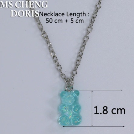 Біжутерія ведмедики кулон, блакитний з перламутром - довжина ланцюжка 50см, смола, цинковий сплав Київ - фото 1