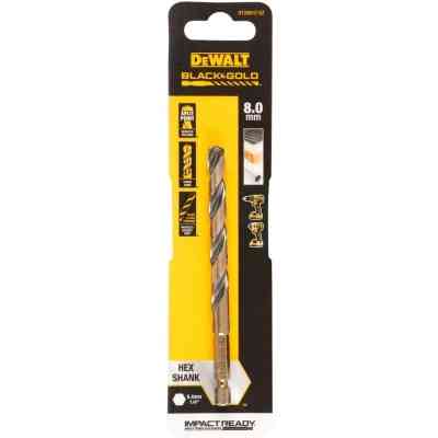 Свердло DeWALT по металу EXTREME IMPACT Black&amp;Gold, HSS-G, 8 х 117 х 79 мм, 1 шт. (DT20612) Вінниця