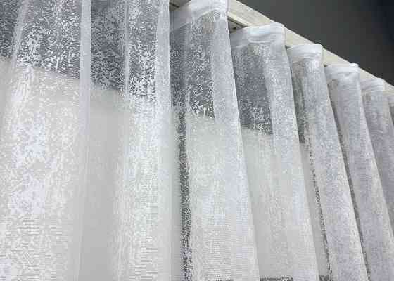 Короткий тюль жакард, висотою 2м, колір білий з капучино 1940т Київ