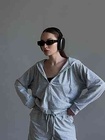 Женский прогулочный оверсайз костюм двойка: кофта и шорты двухнитка Меланж Одесса