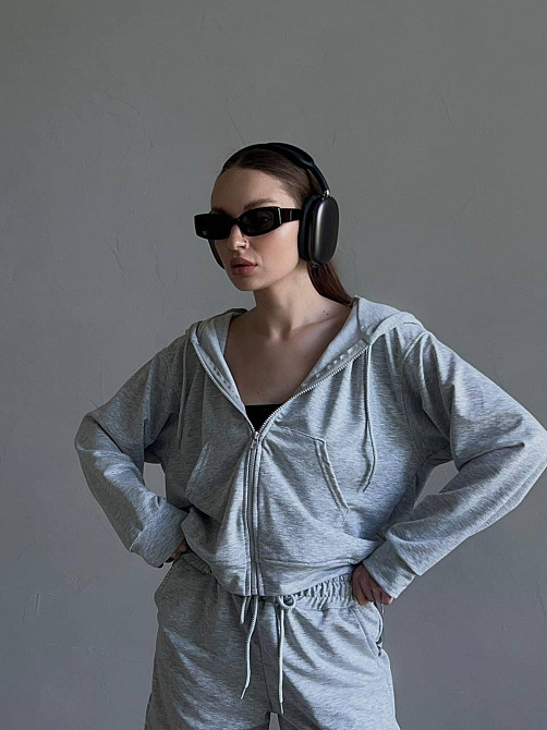 Женский прогулочный оверсайз костюм двойка: кофта и шорты двухнитка Меланж Одесса - изображение 1