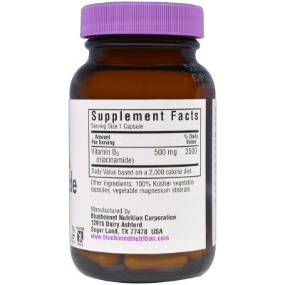 Вітамін Bluebonnet Nutrition Ніацинамід (B3) 500мг, 60 гелевих капсул (BLB0466) Вінниця - фото 2