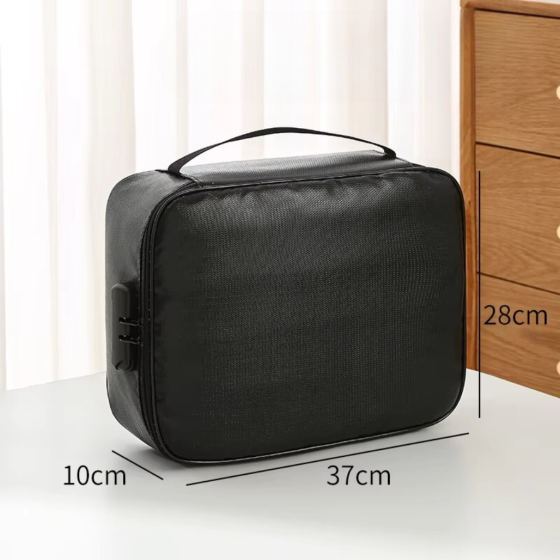 Сумка-органайзер для документів із замком із захистом від води та вогню на 3 відділення, JY-1019, чорна Кам'янець-Подільський