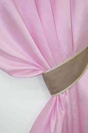 Кухонні штори VR-Textil № 073к з ламбрекеном і підхватами рожевий з світлим какао 270х170 см (52-0392) Київ