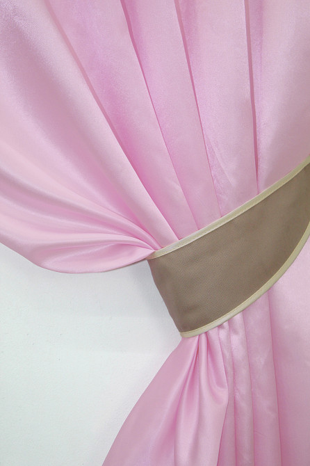 Кухонні штори VR-Textil № 073к з ламбрекеном і підхватами рожевий з світлим какао 270х170 см (52-0392) Київ - фото 3