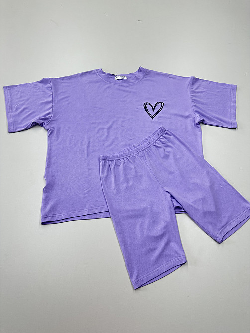 Футболка и велосипедки женские кулир Сиреневый XL/2XL Харьков - изображение 3