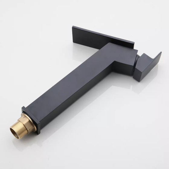 Смеситель матовый в ванную для умывальника, кран однорычажный из латуни для холодной и горячей воды Черный Каменец-Подольский