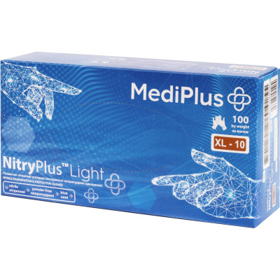 Медичні рукавички MediPlus NitryPlus Light Нітрилові оглядові нестерильні неприпудрені Сині Розмір XL 100 шт. (6933265560269) Вінниця - фото 1